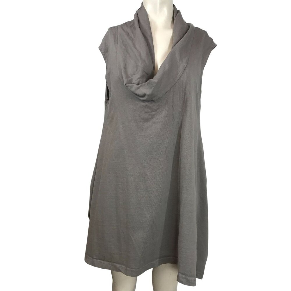 PACIFIC COTTON BRYN WALKER - SZ MEDIUM - GRAY SLEEVELESS COWL NECK TUNIC DRESS